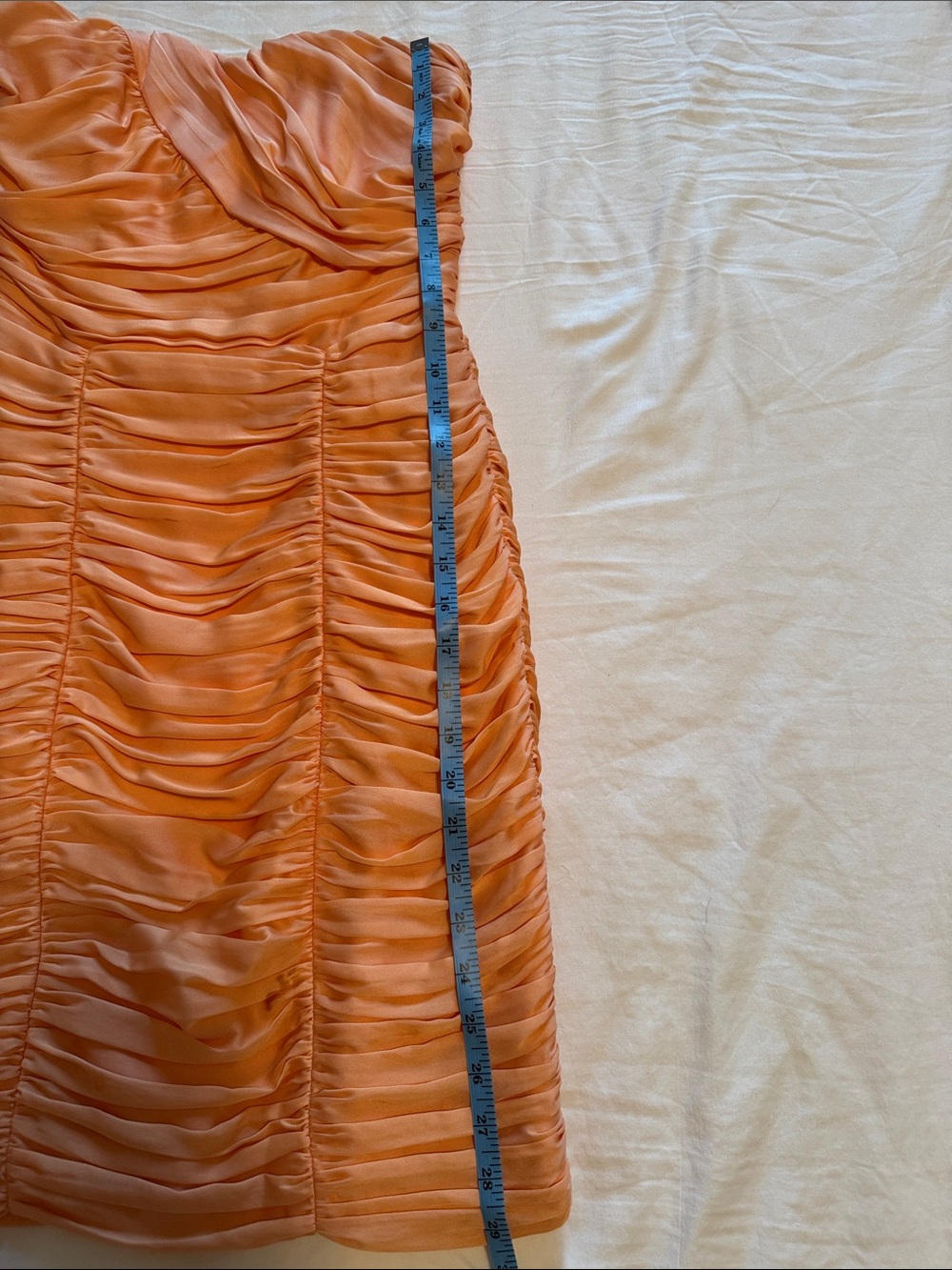 Ruched Coral Strapless Mini Dress | Bodycon Party Dress - Picture 9 of 9